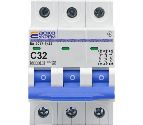 Автоматичний вимикач АСКО ВА-2017 3Р C 32А