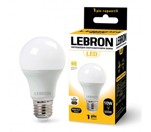 LED лампа LEBRON L-A60, 10W, E27 4100К, 900Lm